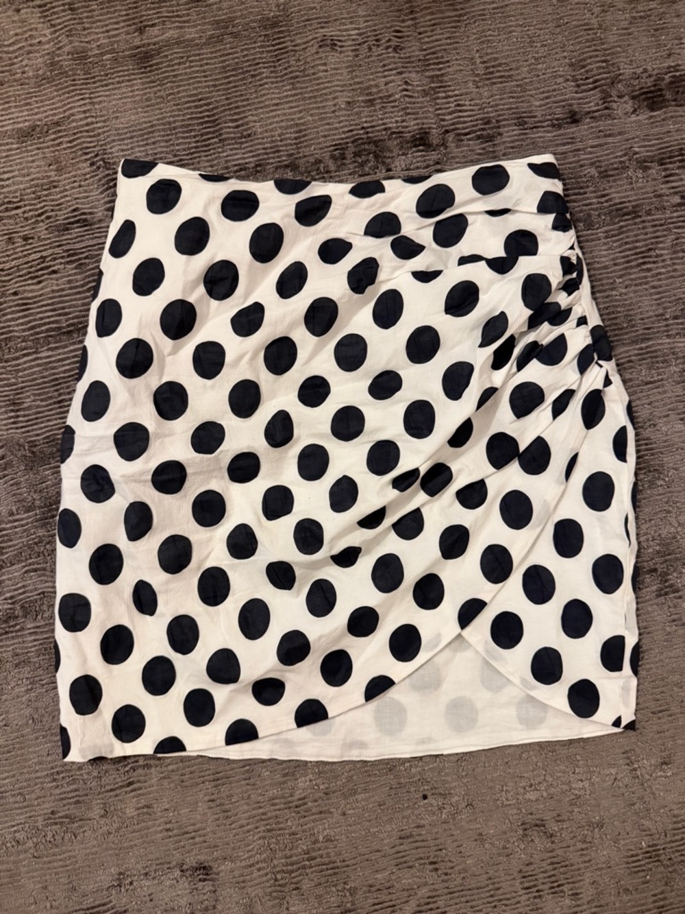 Lovers + Friends Black & White Polka Dot Ruched Wrap Mini Skirt